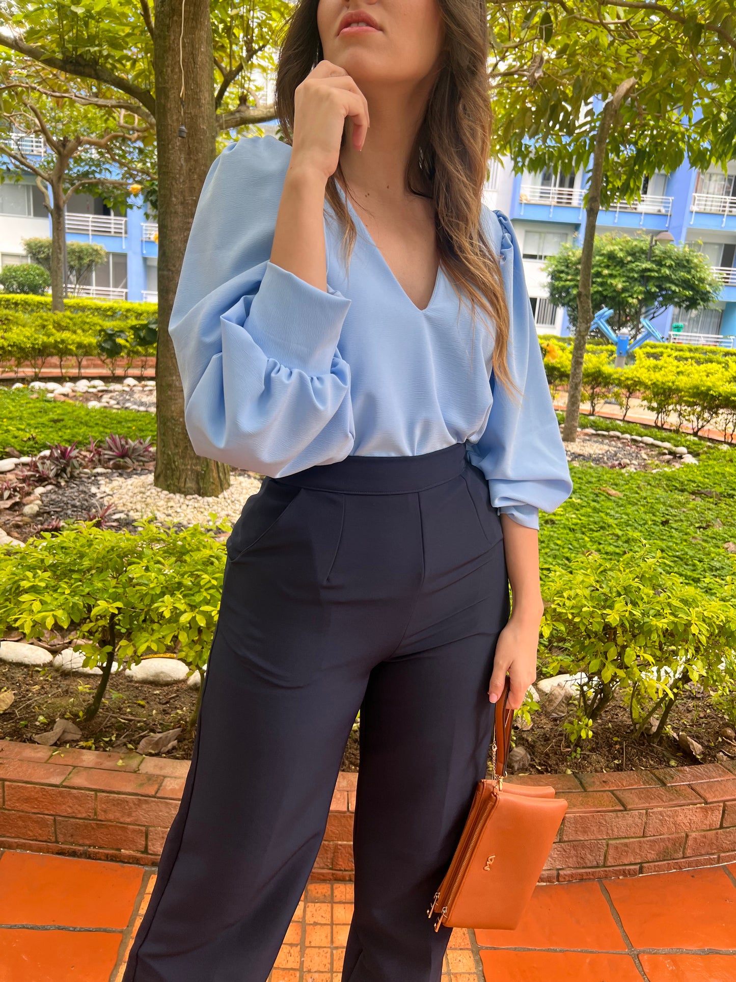 PANTALON PALAZZO AZUL