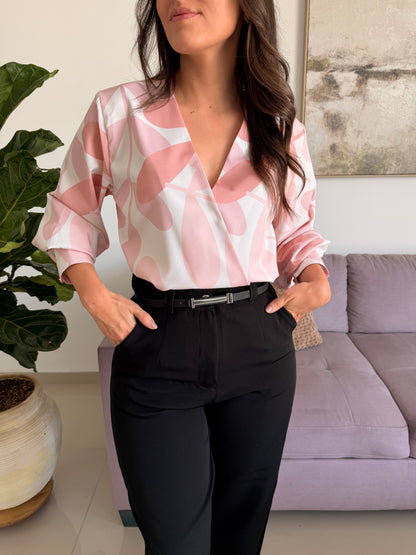 BLUSA CRUZADA BLANCA ROSA