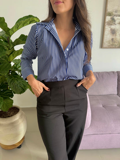 CAMISERA MOLY RAYAS AZUL OSCURO