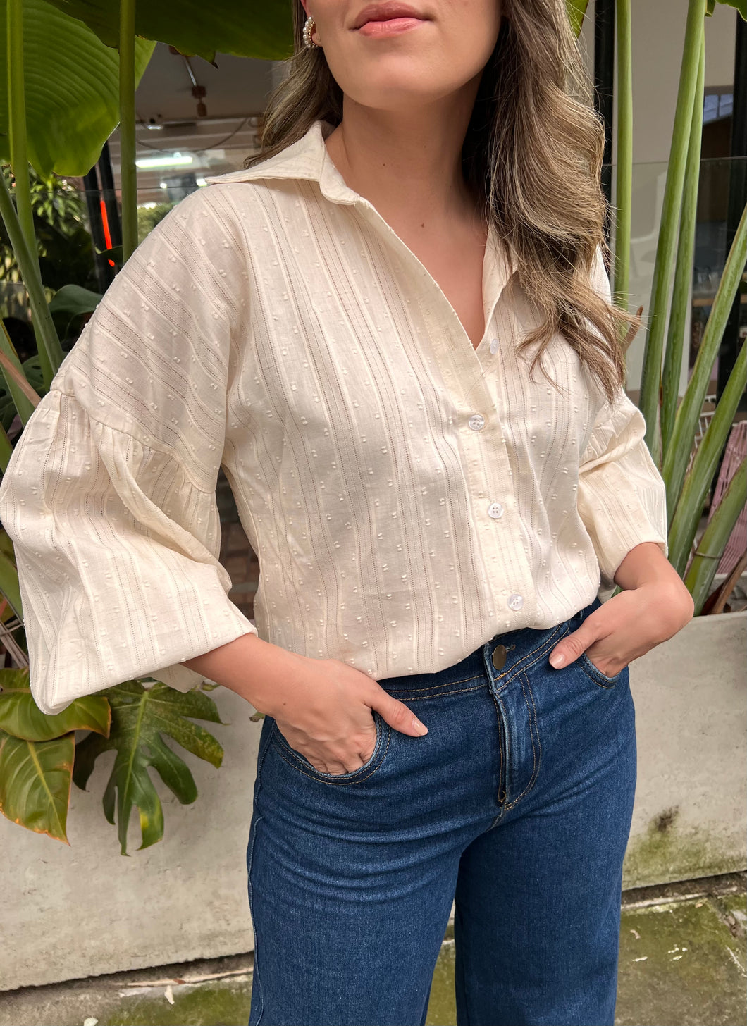 CAMISERA LUCIANA LINO BORDADO
