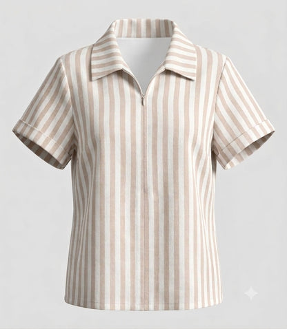 BLUSA JULIETA RAYAS BEIGE BLANCO