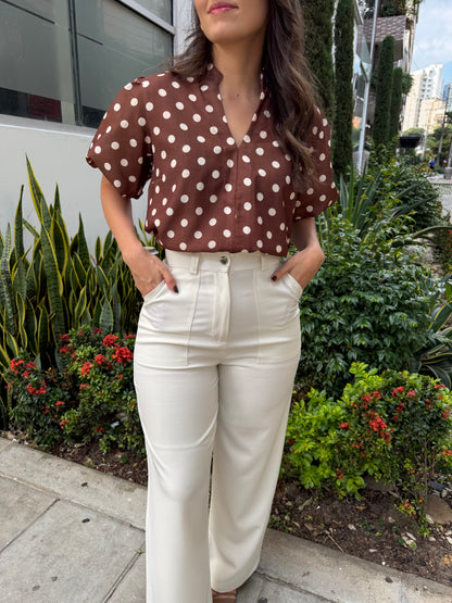 BLUSA VICTORIA PUNTOS CHOCOLATE