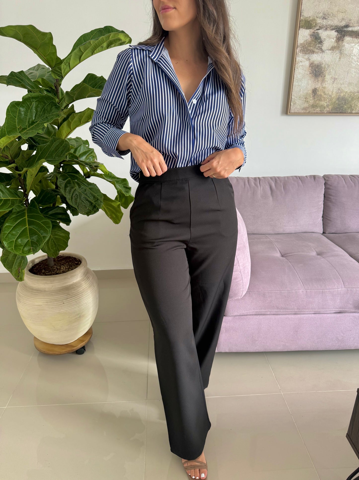 CAMISERA MOLY RAYAS AZUL OSCURO