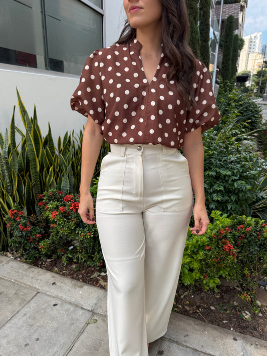 BLUSA VICTORIA PUNTOS CHOCOLATE