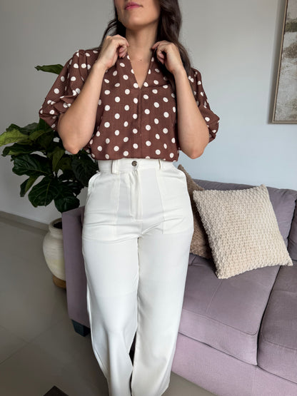 BLUSA VICTORIA PUNTOS CHOCOLATE