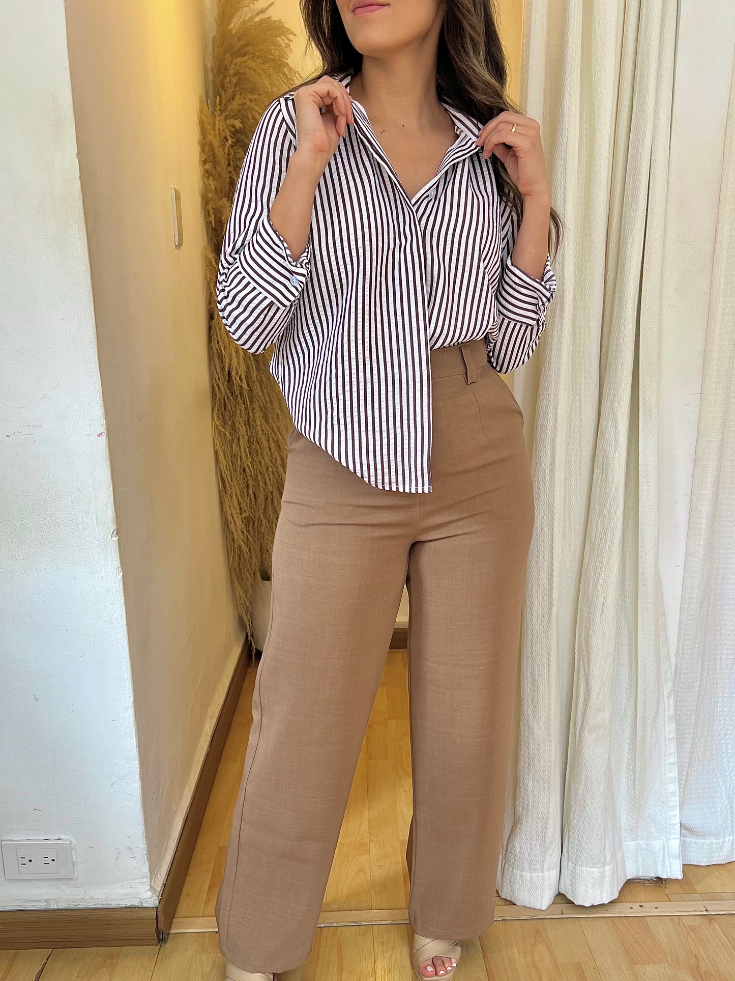 CAMISERA MOLY RAYAS CAFE