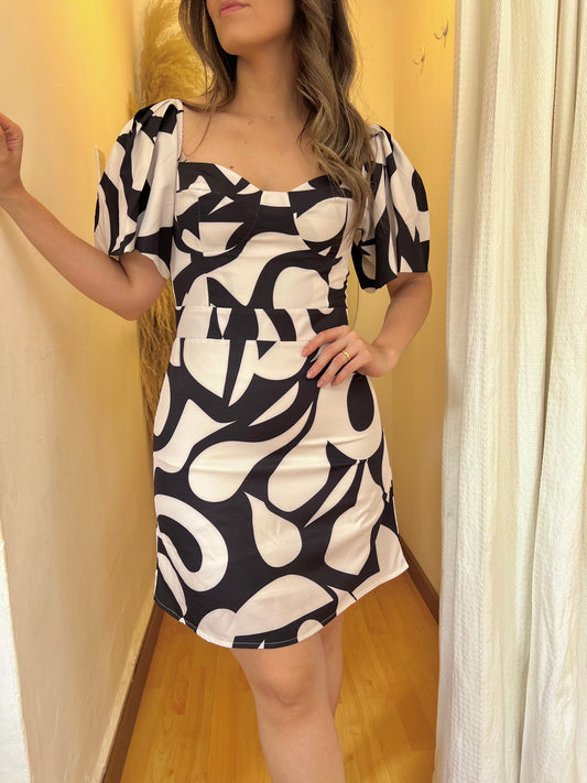 VESTIDO AURORA NEGRO BEIGE