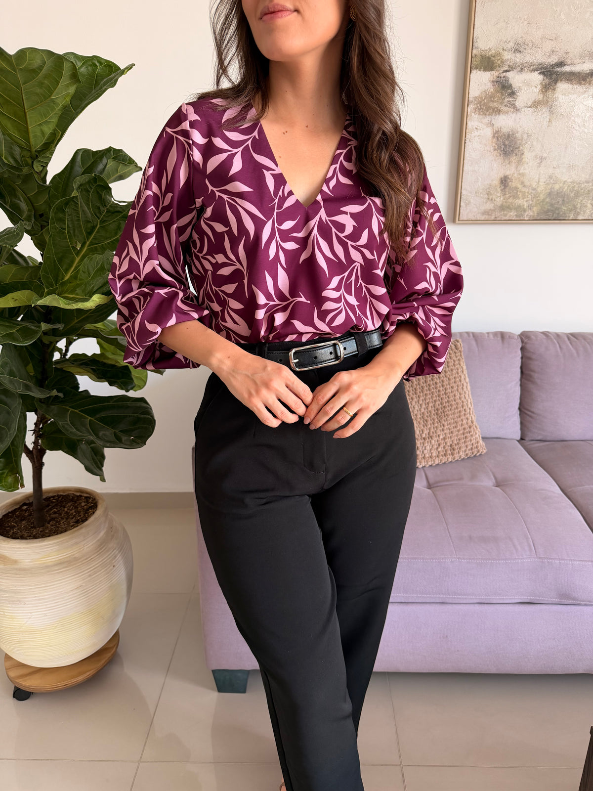 BLUSA EMILIA ESTAMPADA UVA ROSA