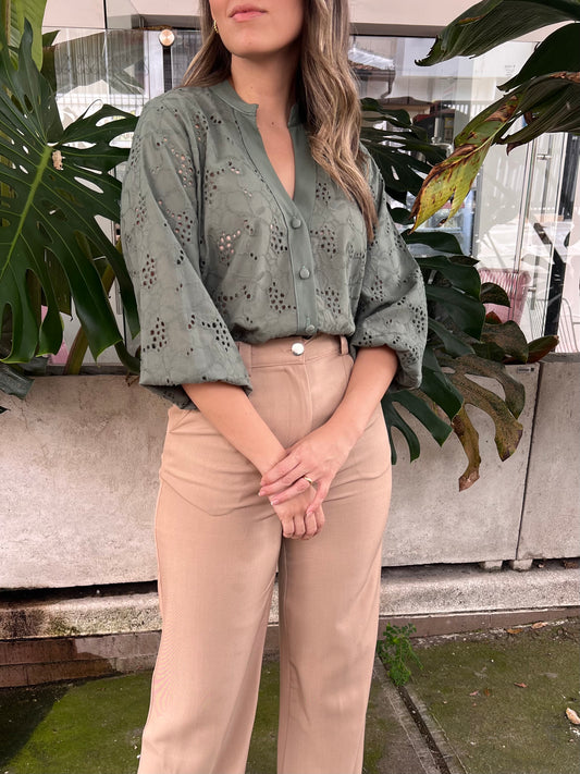 BLUSA HANNA OJALILLO VERDE MILITAR