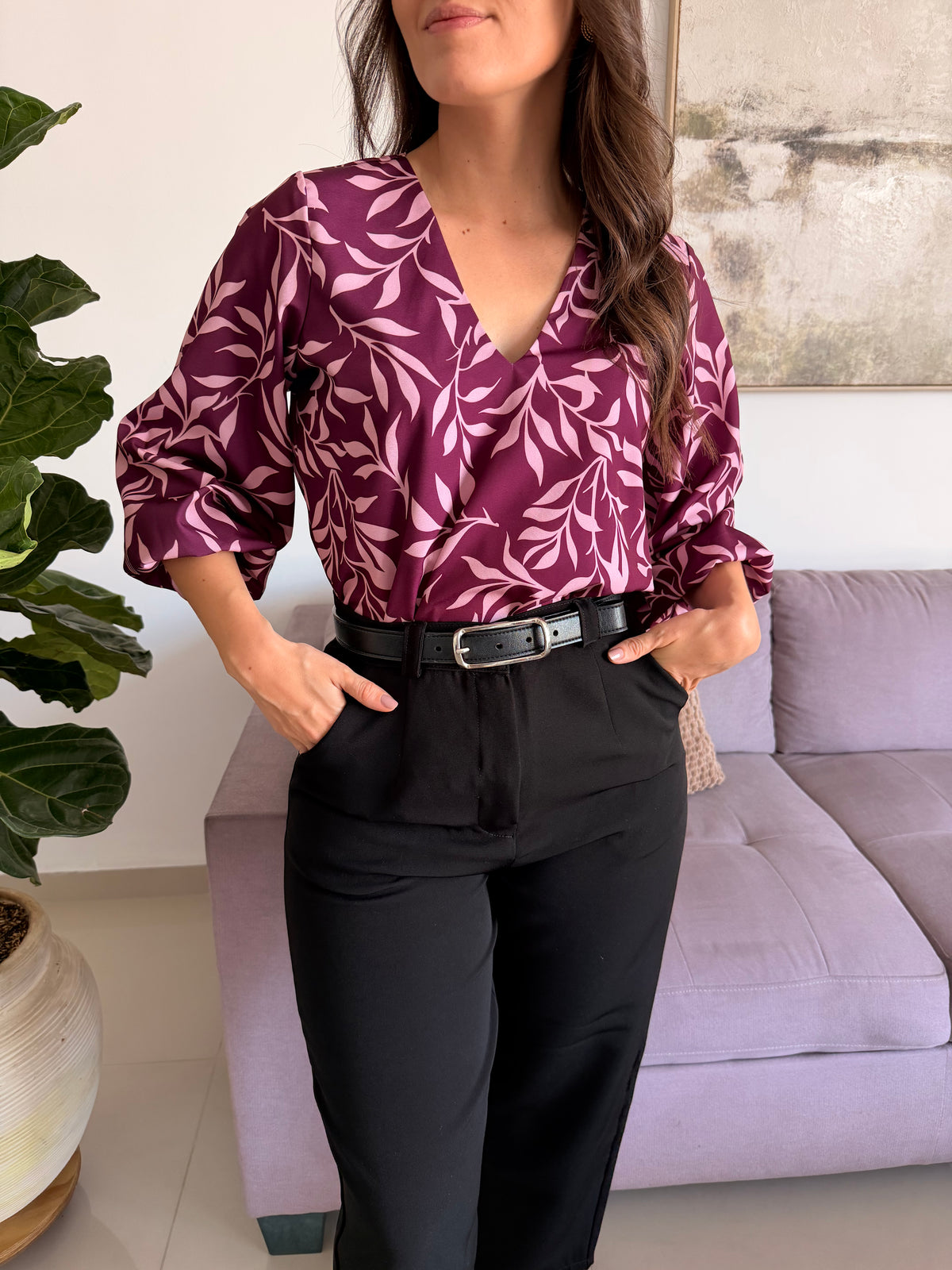 BLUSA EMILIA ESTAMPADA UVA ROSA