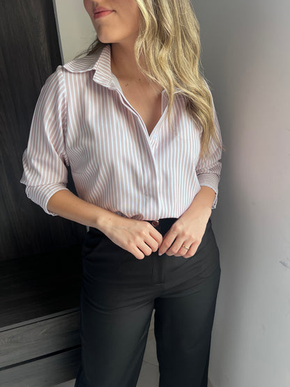 CAMISERA MOLY RAYAS BEIGE