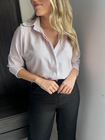 CAMISERA MOLY RAYAS BEIGE