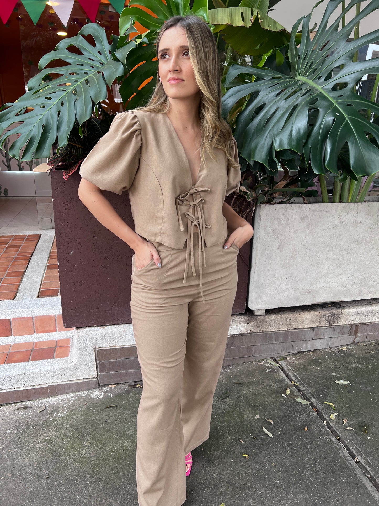 PANTALON PALAZZO MOCCA