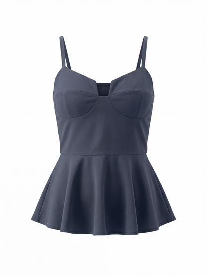 BLUSA PEPLUM AZUL ACERO