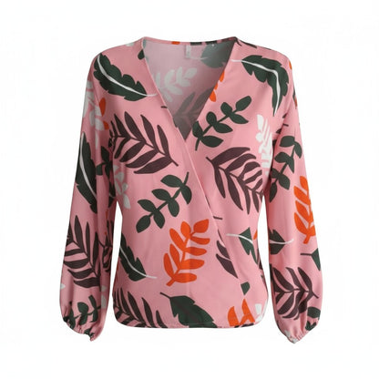 BLUSA CRUZADA ESTAMPADA ROSA